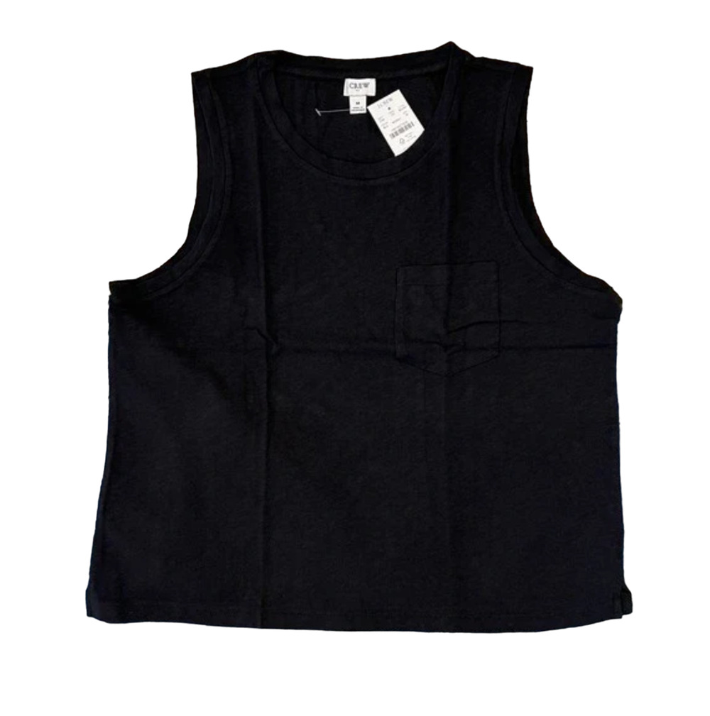 NWT J. Crew Black Pocket Crewneck Tank Top - SIZE MEDIUM